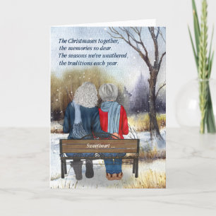 Life Partner Christmas Senior Lesbian Couple Holiday Card