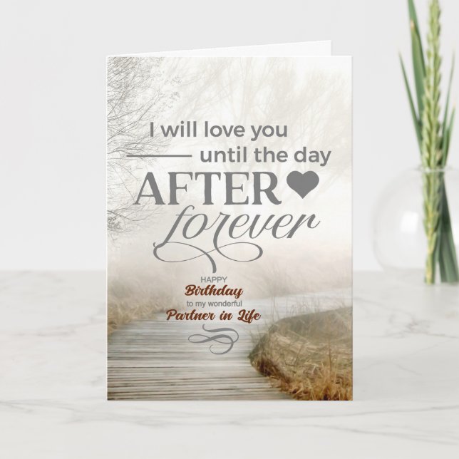 Life Partner Foggy Coastal Path Romantic Birthday Card (Front)