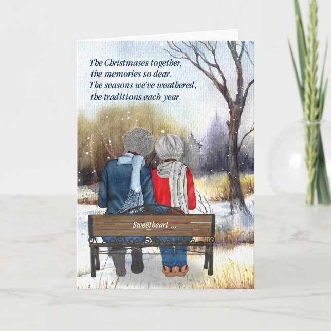 Life Partner Senior African American Lesbians Holiday Card (Front)