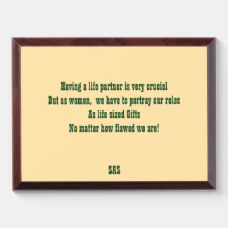 Life partner women gifts poetic wisdom quote award plaque