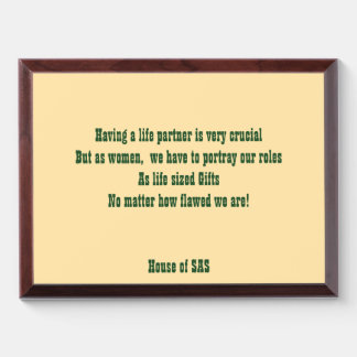 Life partner women gifts poetic wisdom quote award plaque