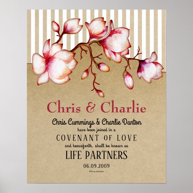 "Life Partners" Love Covenant Wedding Certificate Poster (Front)