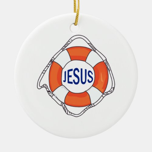 LIFE PRESERVER JESUS CERAMIC ORNAMENT