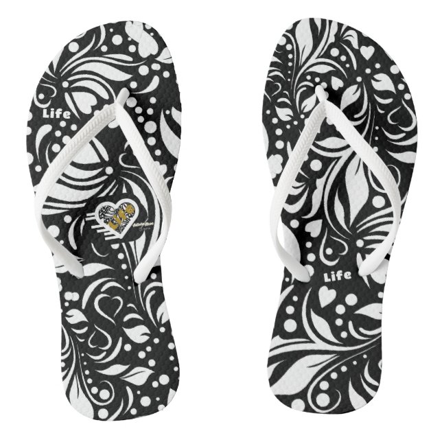 Life Quote Black Paisley Flip Flops by Adiela Akoo (Footbed)