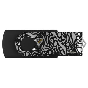Life Quote Black Paisley USB Swivel Flash Drive