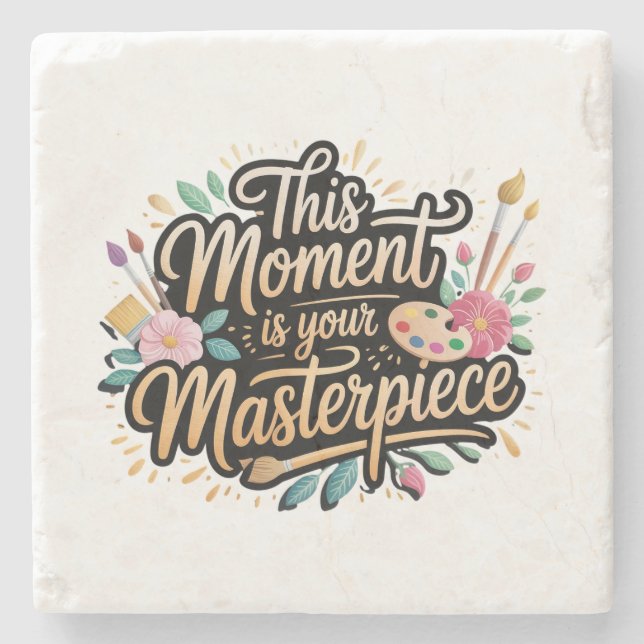 Life Quote Decorative  Stone Coaster (Front)