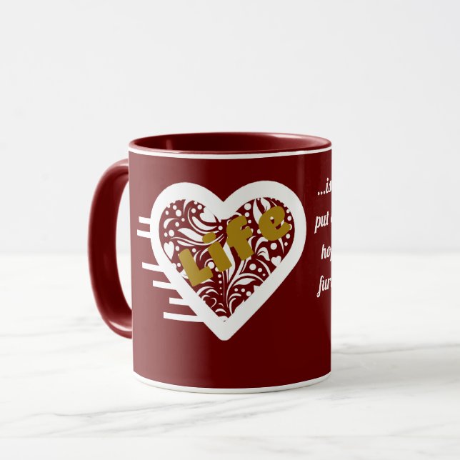 Life Quote Maroon Mug by Poet Adiela Akoo (Front Left)