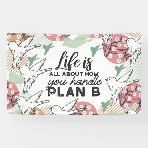 Life Quotes and Geometric Spring Nature Pattern Banner