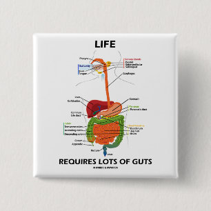 Life Requires Lots Of Guts (Digestive System) Button