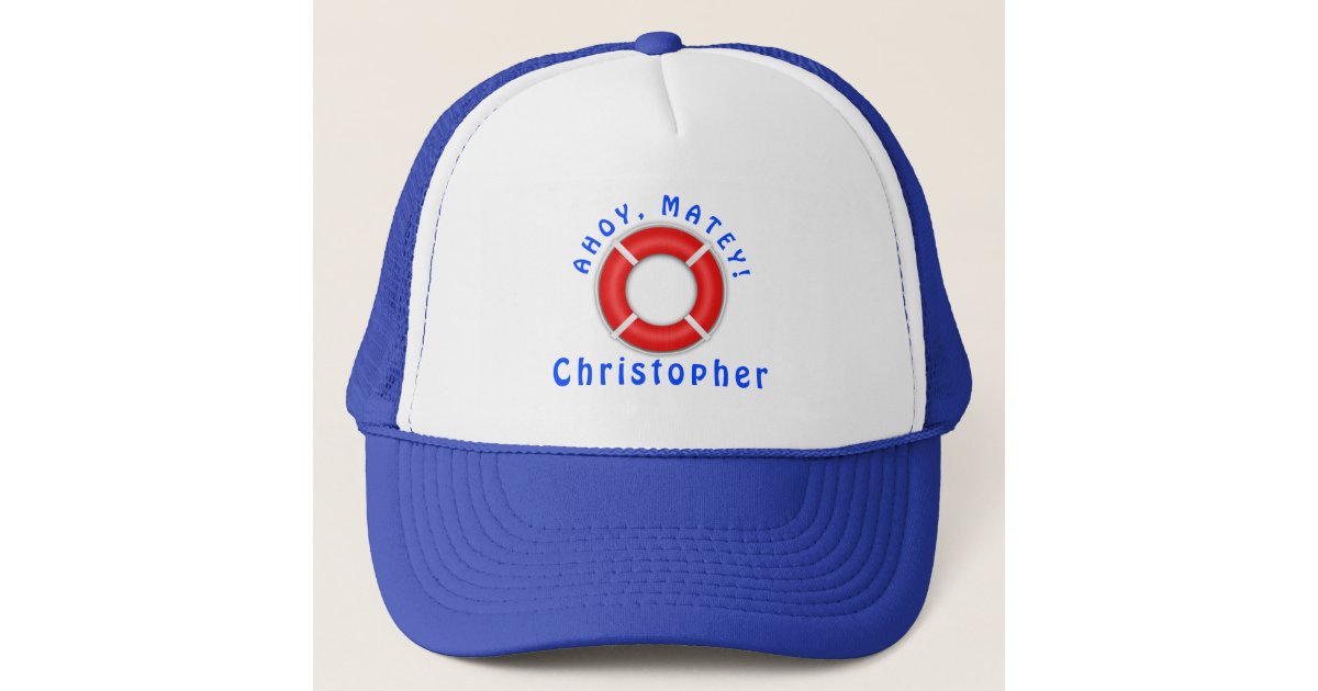 Life Ring Ahoy Matey Personalized Trucker Hat