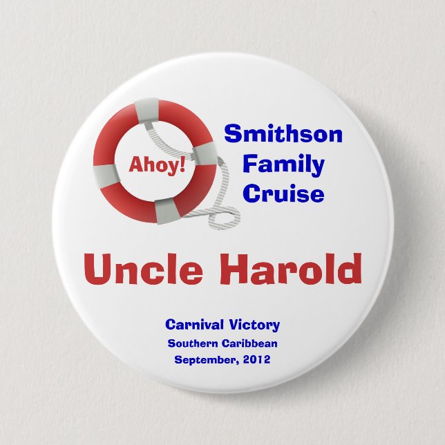 Life Ring Cruise Custom Name Badge Pinback Button (Front)