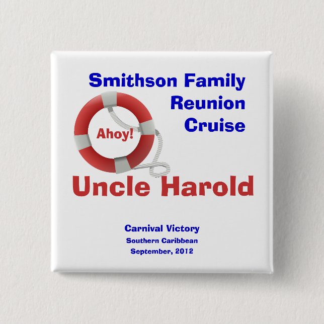 Life Ring Cruise Personalized Name Badge Button (Front)