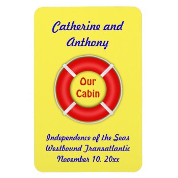 Life Ring Custom Yellow Stateroom Door Marker Magnet by CruiseReady at Zazzle