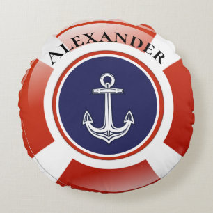 Life Ring Nautical Round Pillow