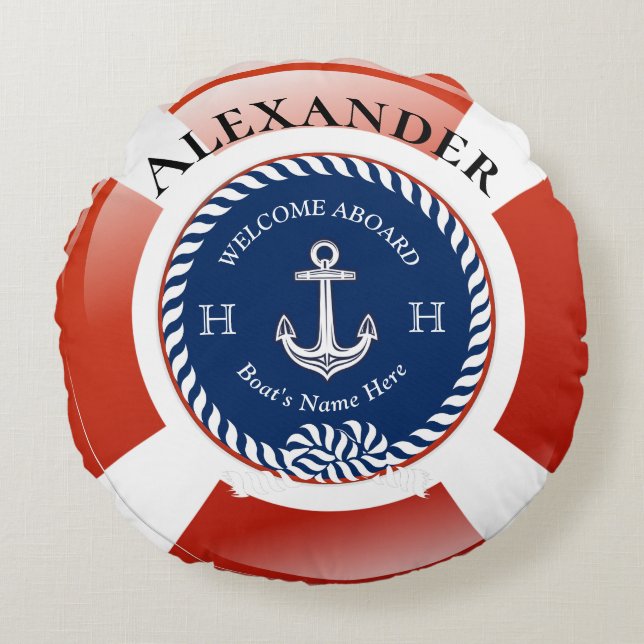 Life Ring Nautical  Round Pillow (Front)