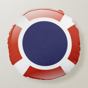 Life Ring Red White Preserver Round Pillow