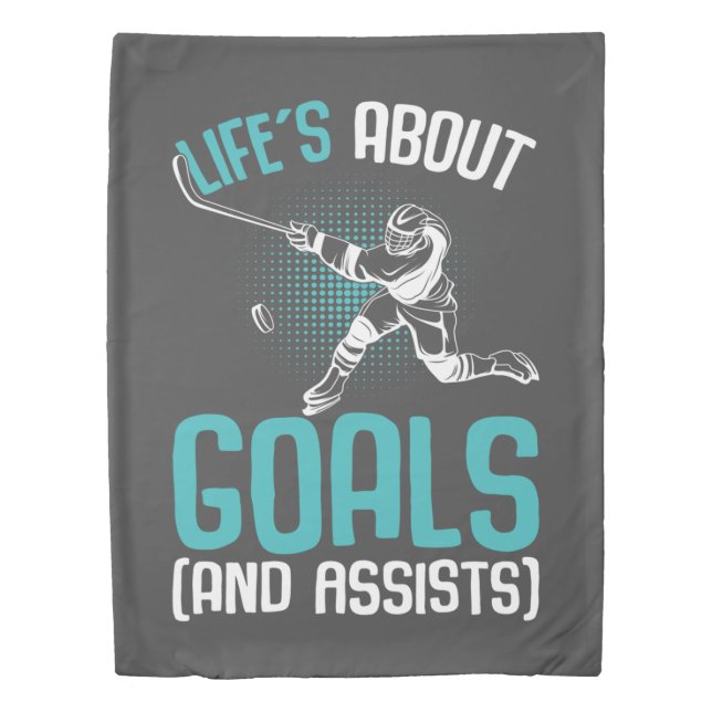 Life´s About Goals Hockey Player Ice Hockey Youth  Duvet Cover (Front)