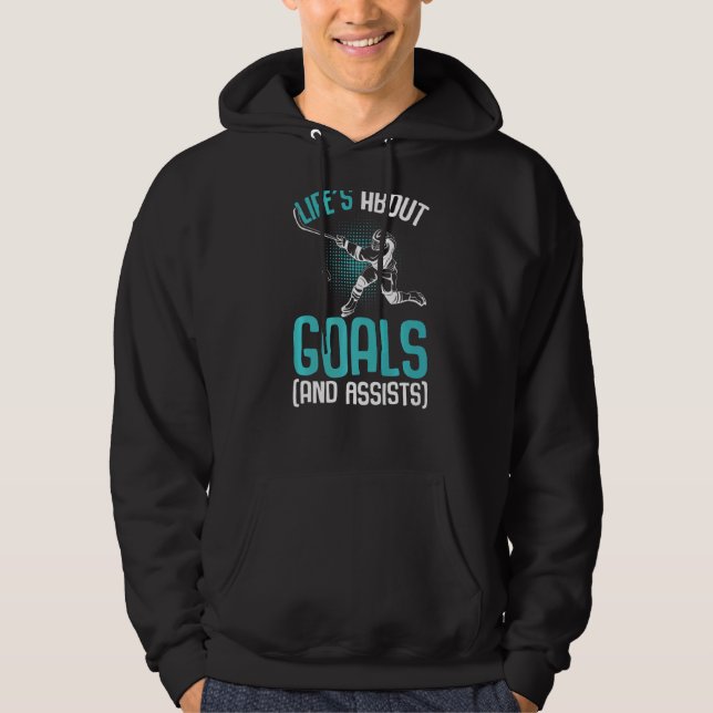 Life´s About Goals Hockey Player Ice Hockey Youth  Hoodie (Front)