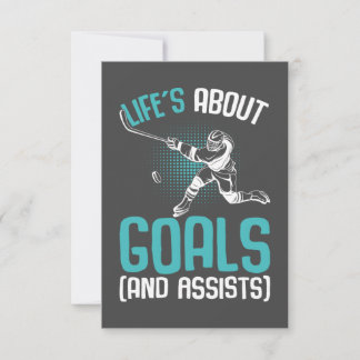 Life´s About Goals Hockey Player Ice Hockey Youth Thank You Card