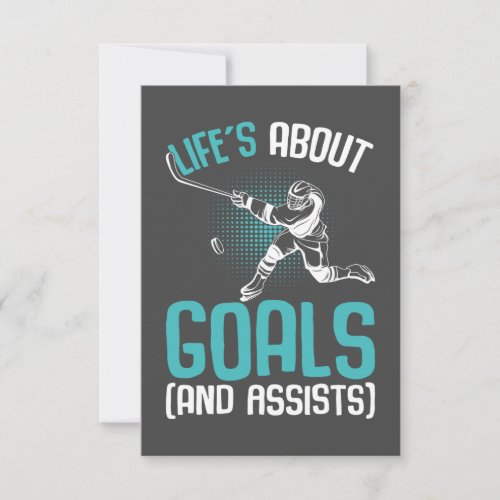 Lifes About Goals Hockey Player Ice Hockey Youth Thank You Card