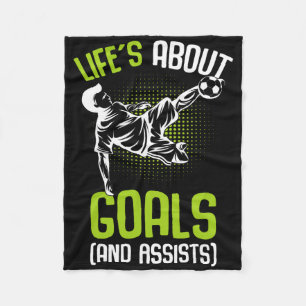 Life´s About Goals Soccer Player Boys Kids Youth Fleece Blanket