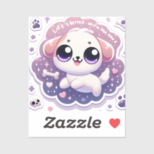 Life’s Better with Paw Kawaii Puppy Vinyl Sticker