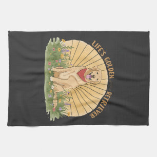 Life�s Golden with a Retriever Cute -Golden design Kitchen Towel