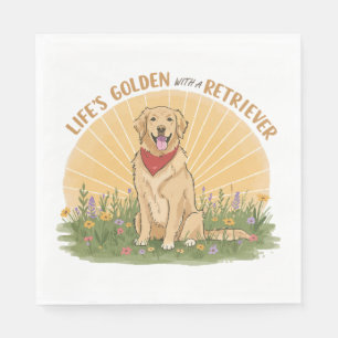 Life’s Golden with a Retriever Cute -Golden design Napkins