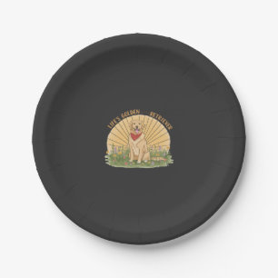 Life�s Golden with a Retriever Cute -Golden design Paper Plates