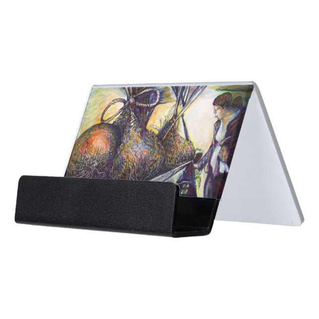 Life’s Hurling Destiny Desk Business Card Holder (Angled Front)