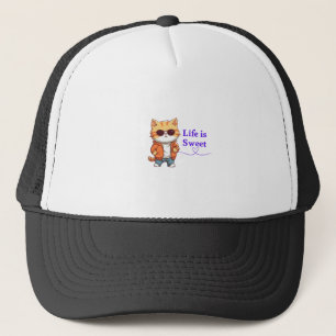 Life’s Sweet – Cute Cool Cat Design for Animal Lov Trucker Hat