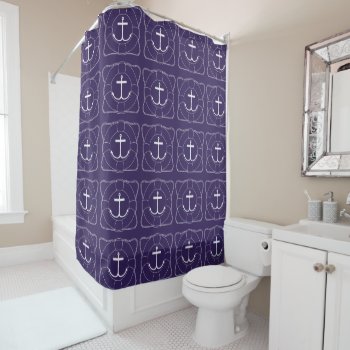 Life Saver/anchor Shower Curtain (lite Print) by Shenanigins at Zazzle