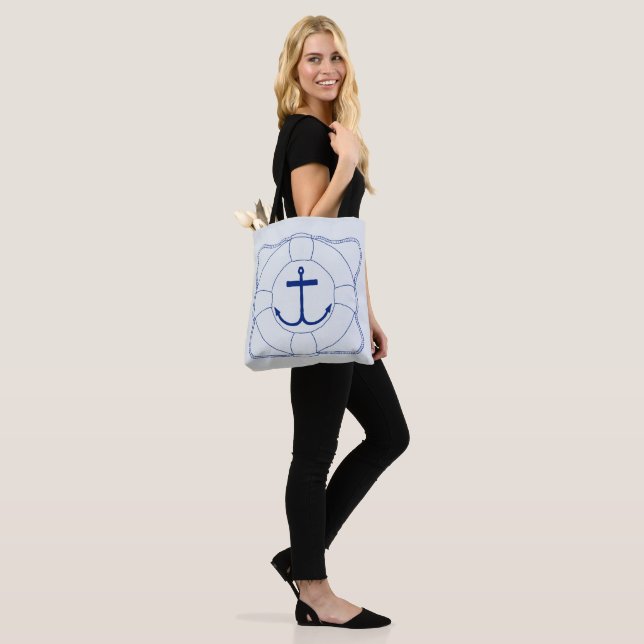 Life Saver & Anchor Tote Bag (Dark Print) (On Model)