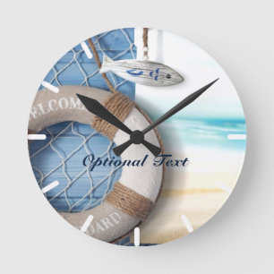 Life Saver Beach Scene Round Clock