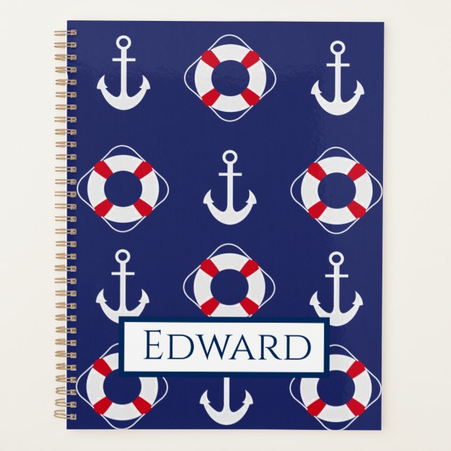 Life Savers & Anchors Nautical Pattern Planner (Front)