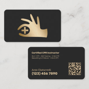 Life-Saving CPR Instructor QR Business Card