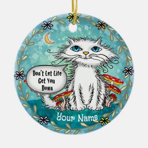 Life Scraggles Cat custom name Ceramic Ornament