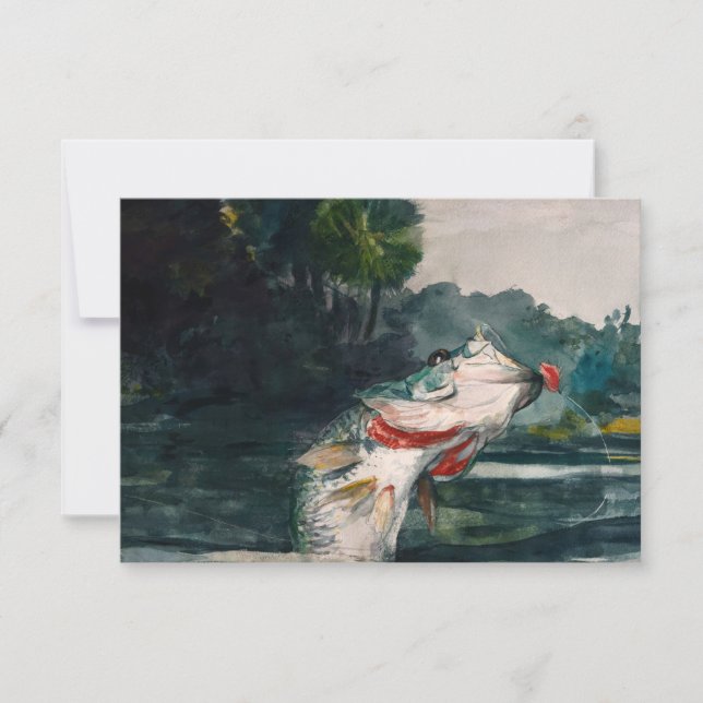 Life-Size Black Bass by Winslow Homer Thank You Card (Front)