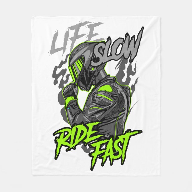LIFE SLOW RIDE FAST LIFESTYLE FLEECE BLANKET (Front)