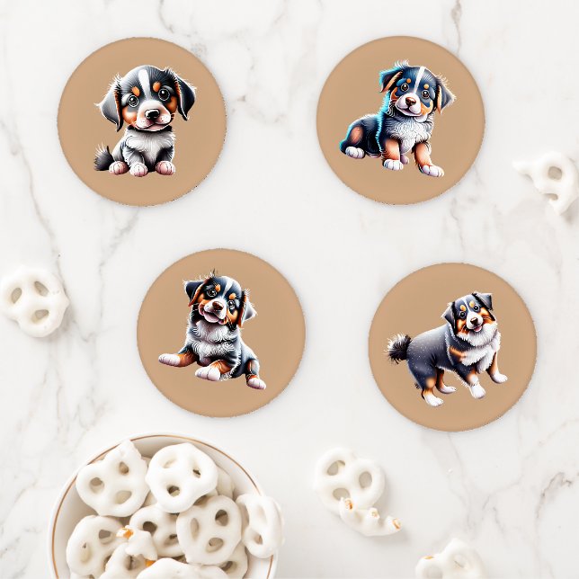 Life Stages Australian Shepherd Coaster Set (In Situ)