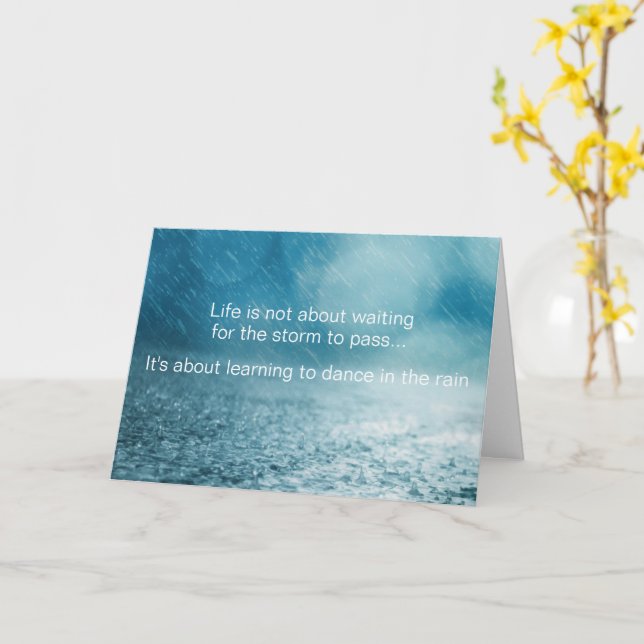 Life Struggles Inspirational Quote Rain Photograph Card (Yellow Flower)