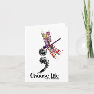 Life Suicide Awareness Colorful Dragonfly  Card