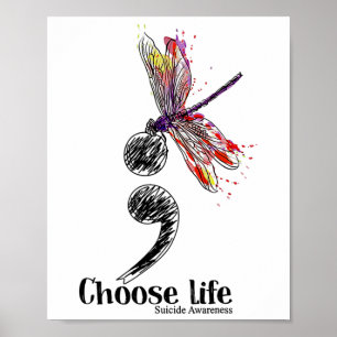 Life Suicide Awareness Colorful Dragonfly  Poster
