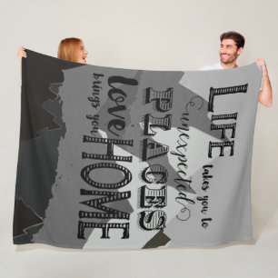 Life Takes You Inspirational Quotes Fleece Blanket
