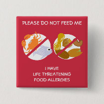 Life Threatening Fish and Nuts Allergy Pin, Button