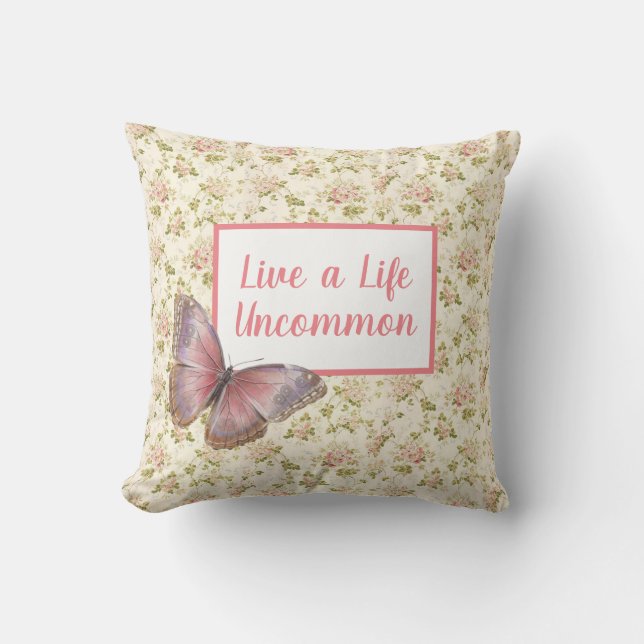 Life Uncommon Butterfly Throw Pillow (Front)