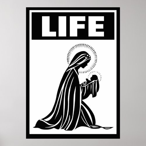 LIFE VIRGIN MARY BABY JESUS NATIVITY CATHOLIC POSTER