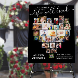 Life Well Lived Heart Photo Custom Funeral Foam Board