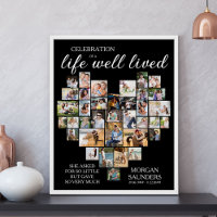 Life Well Lived Heart Shaped Photo Collage Funeral