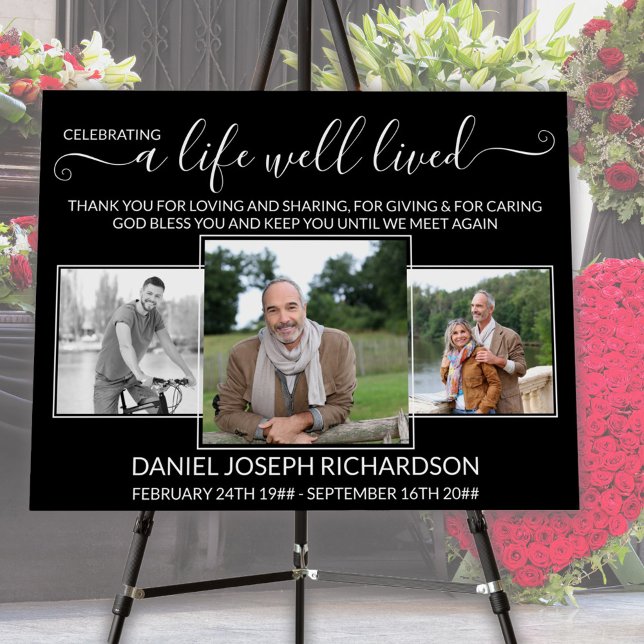 Life Well Lived Memorial Verse 3 Photo Collage Foam Board (Creator Uploaded)